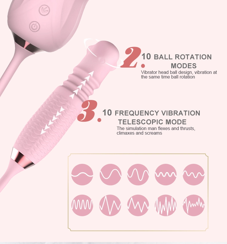 Retractable Egg Jumping Rose Tongue Licker Egg Jumping Vibrator for Women Sex Toys